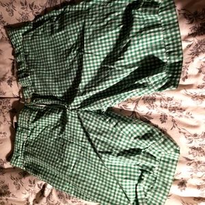 Green gingham checked shorts